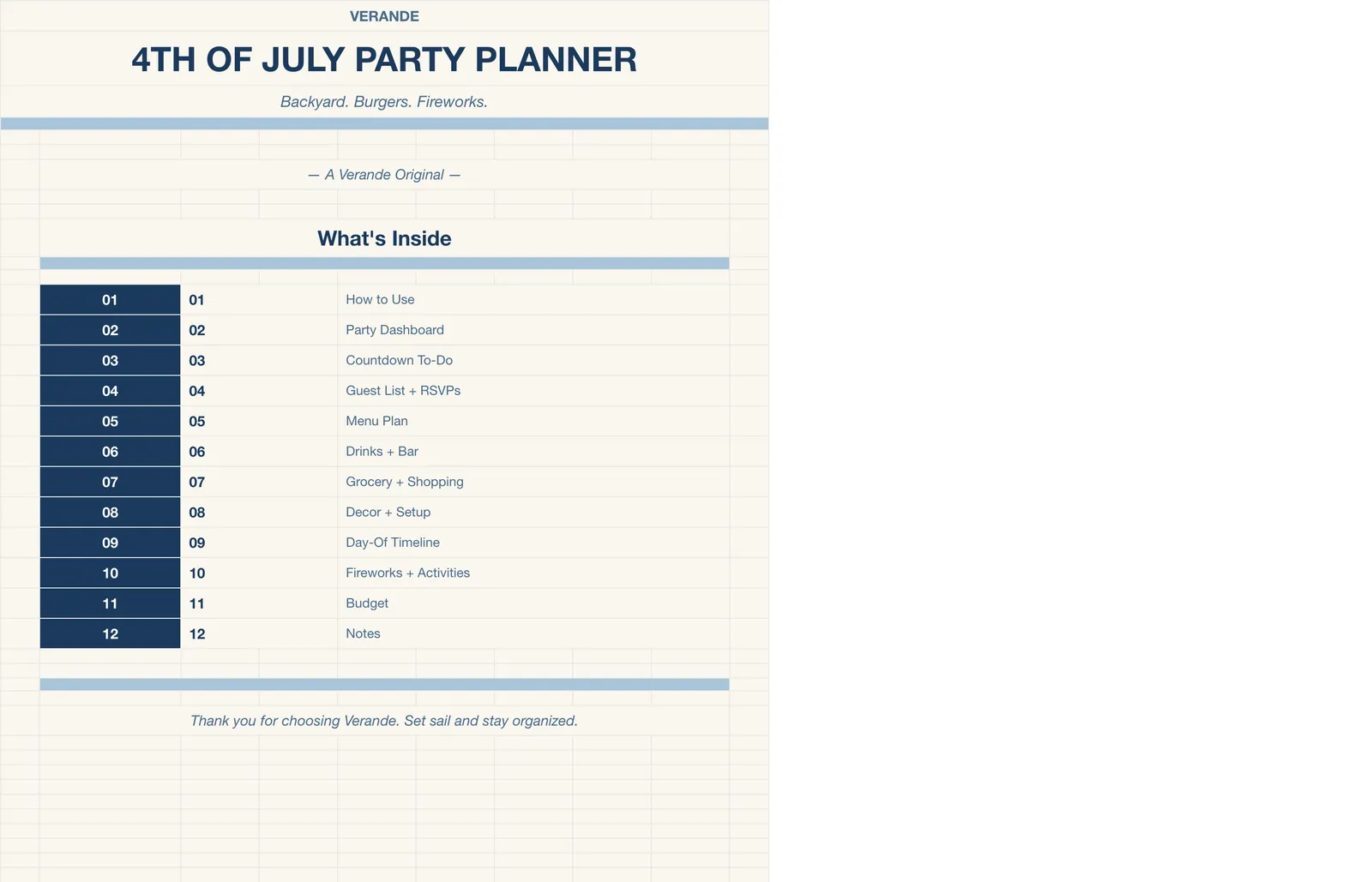 4th of July Party Planner, Welcome