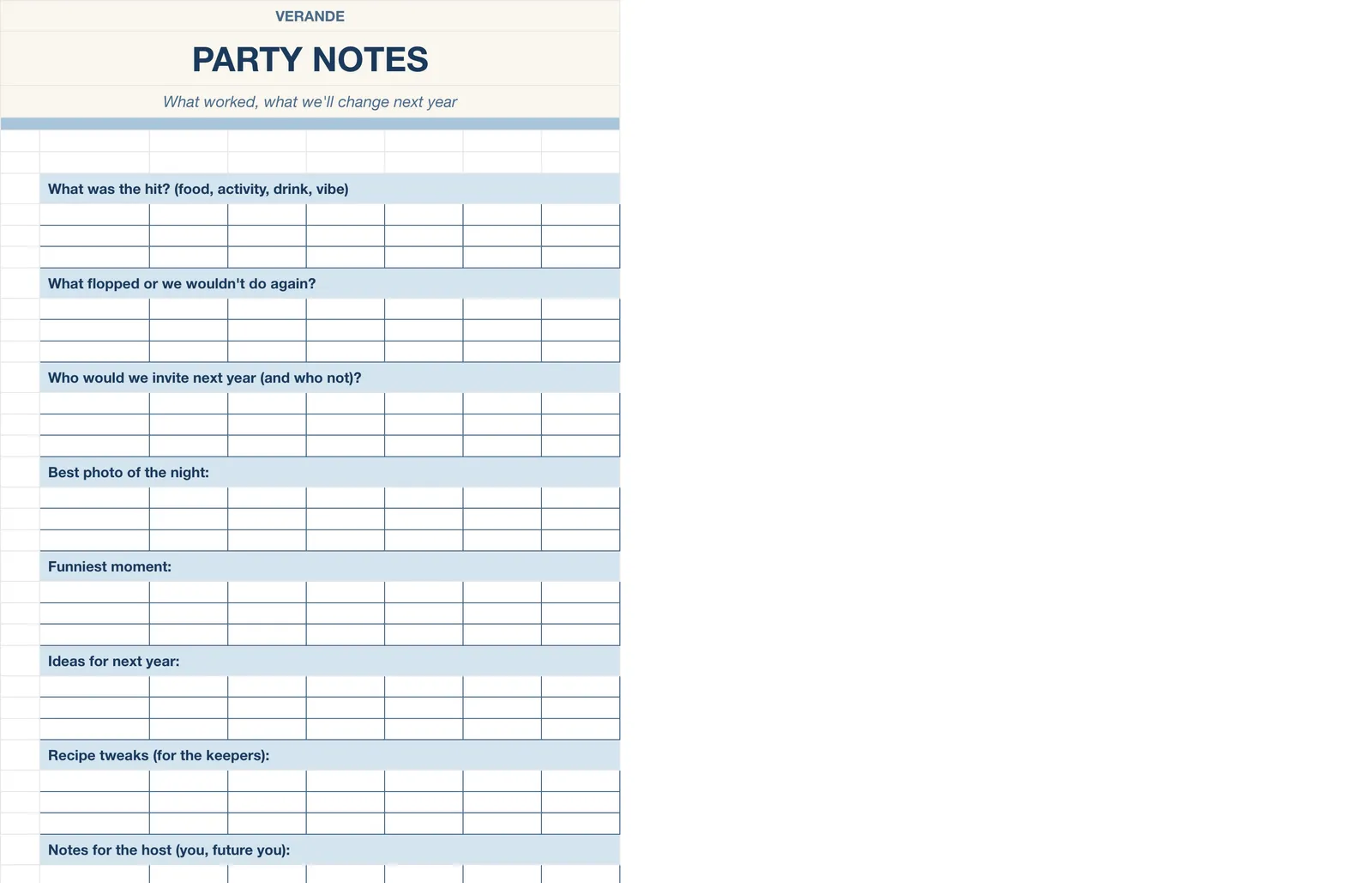 4th of July Party Planner, Notes
