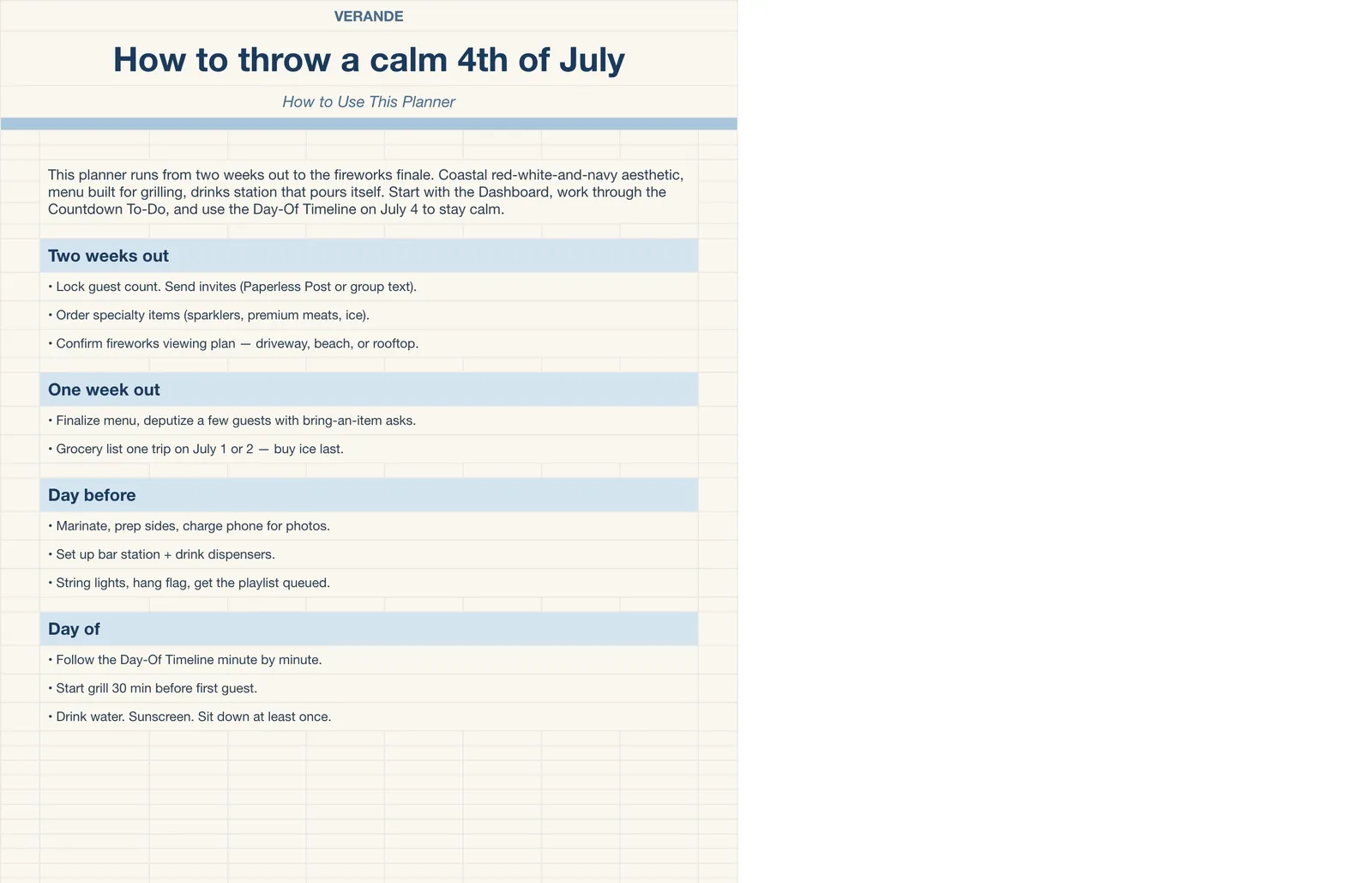 4th of July Party Planner, How To Use
