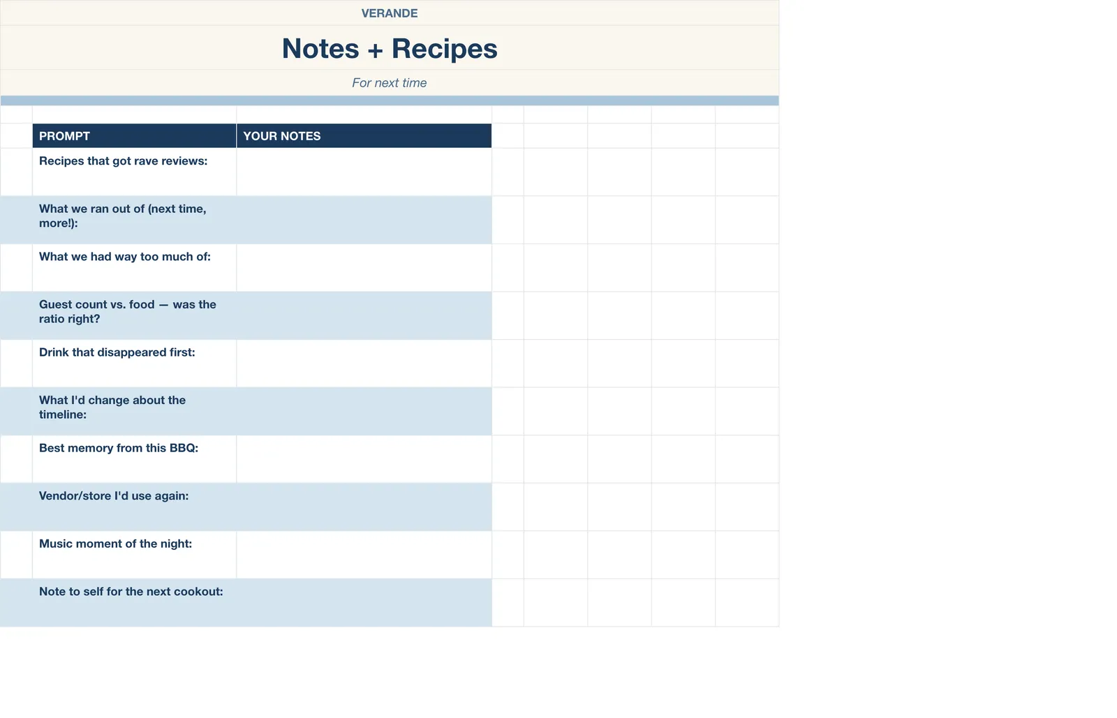 Backyard BBQ Planner, Notes & Recipes