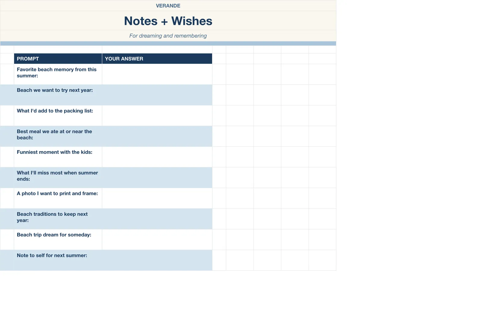 Beach Day Master Planner, Notes & Wishes