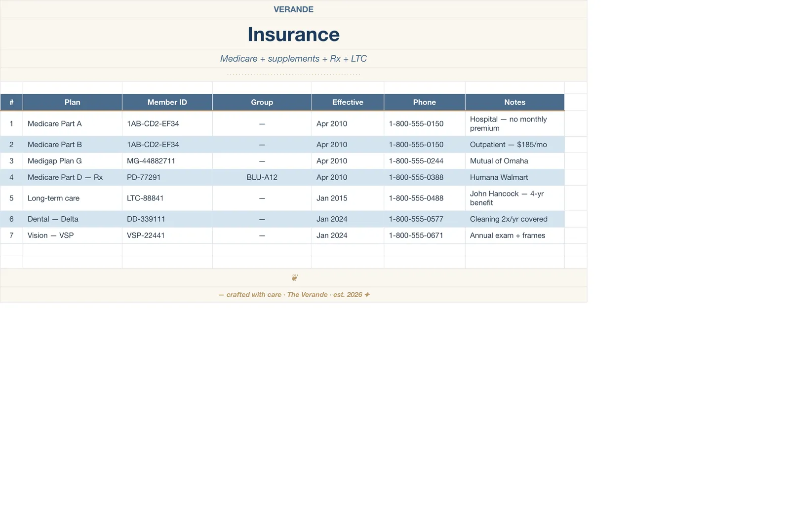 Caregiver Binder Aging Parent, Insurance