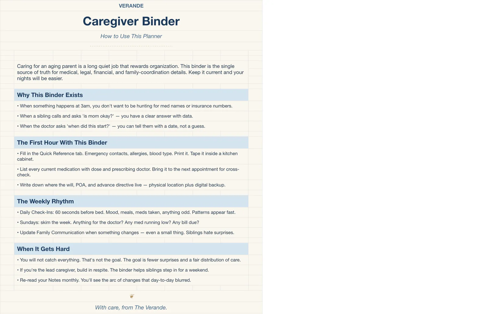 Caregiver Binder Aging Parent, How To Use