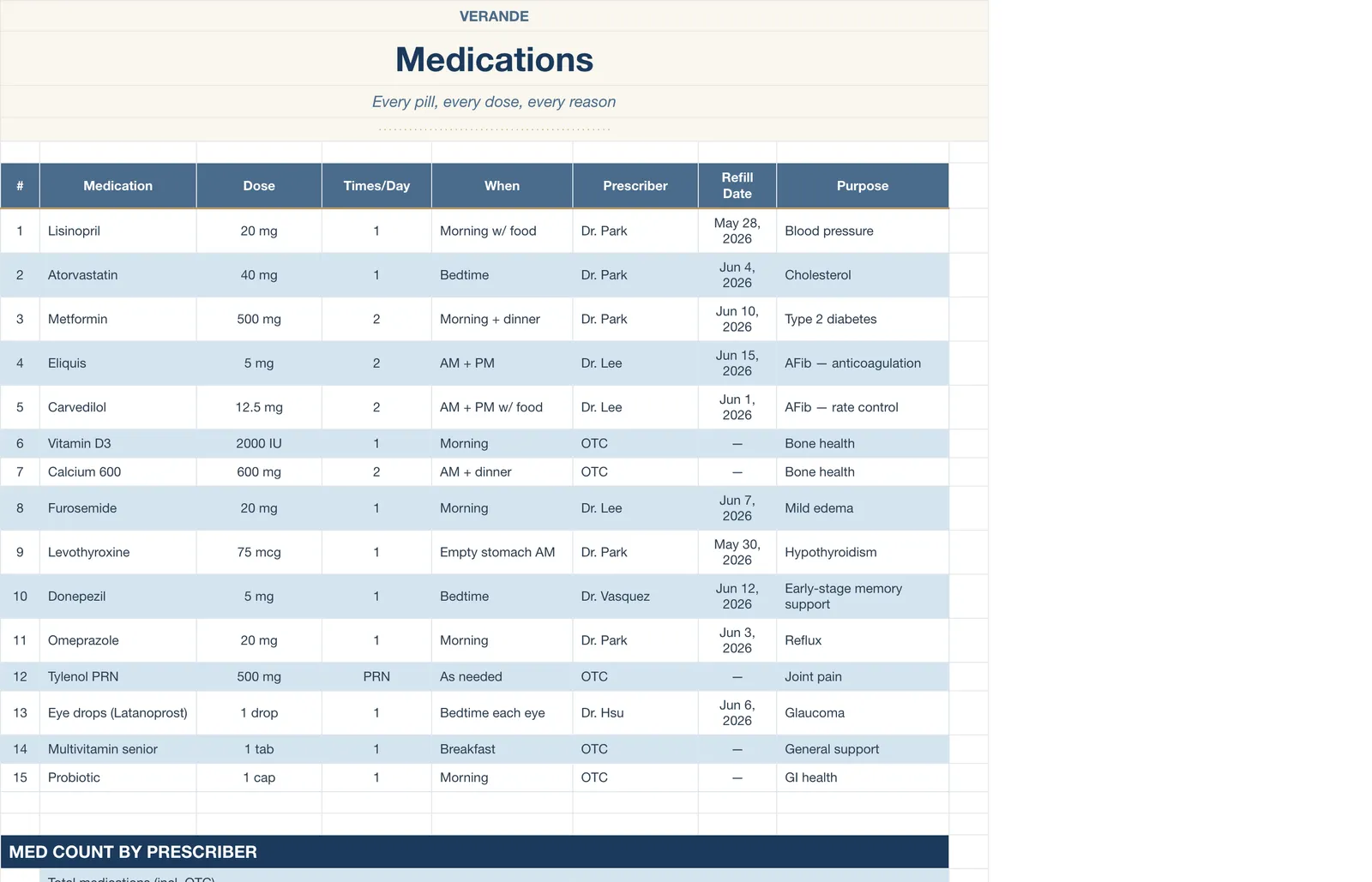 Caregiver Binder Aging Parent, Medications