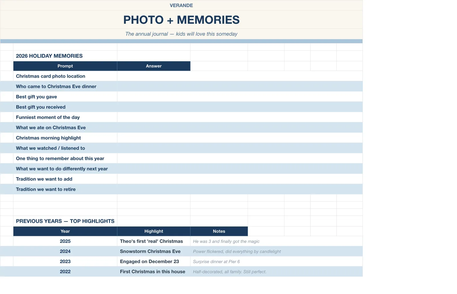 Christmas Holiday Planner, Photo & Memories