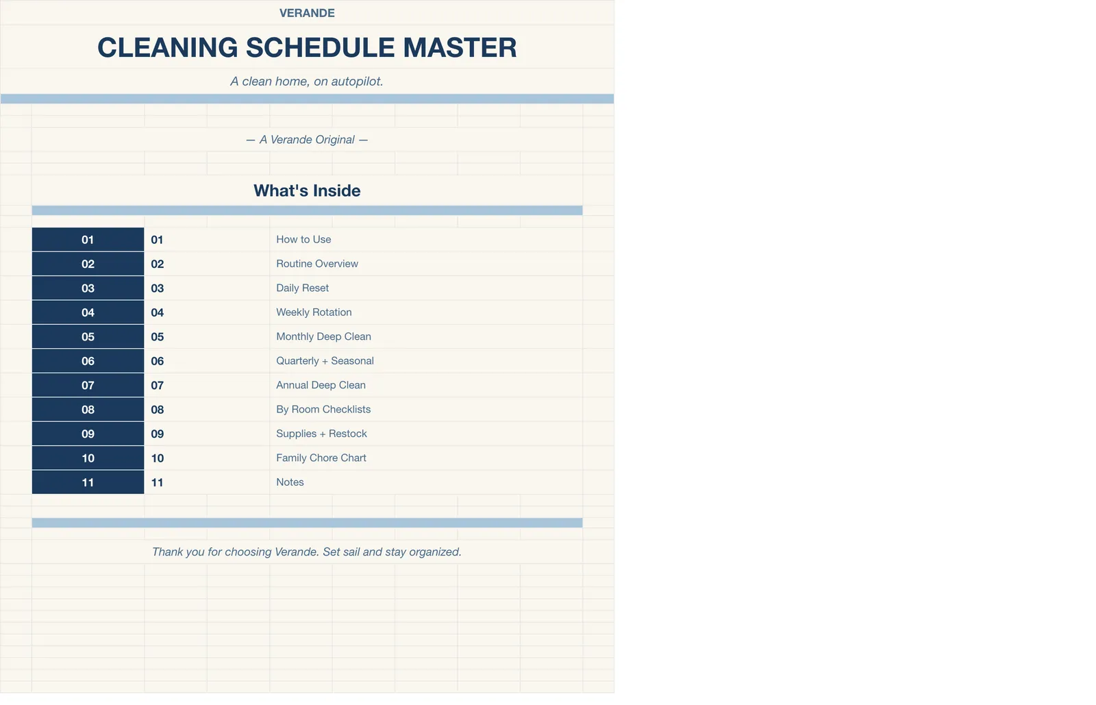 Cleaning Schedule, Welcome