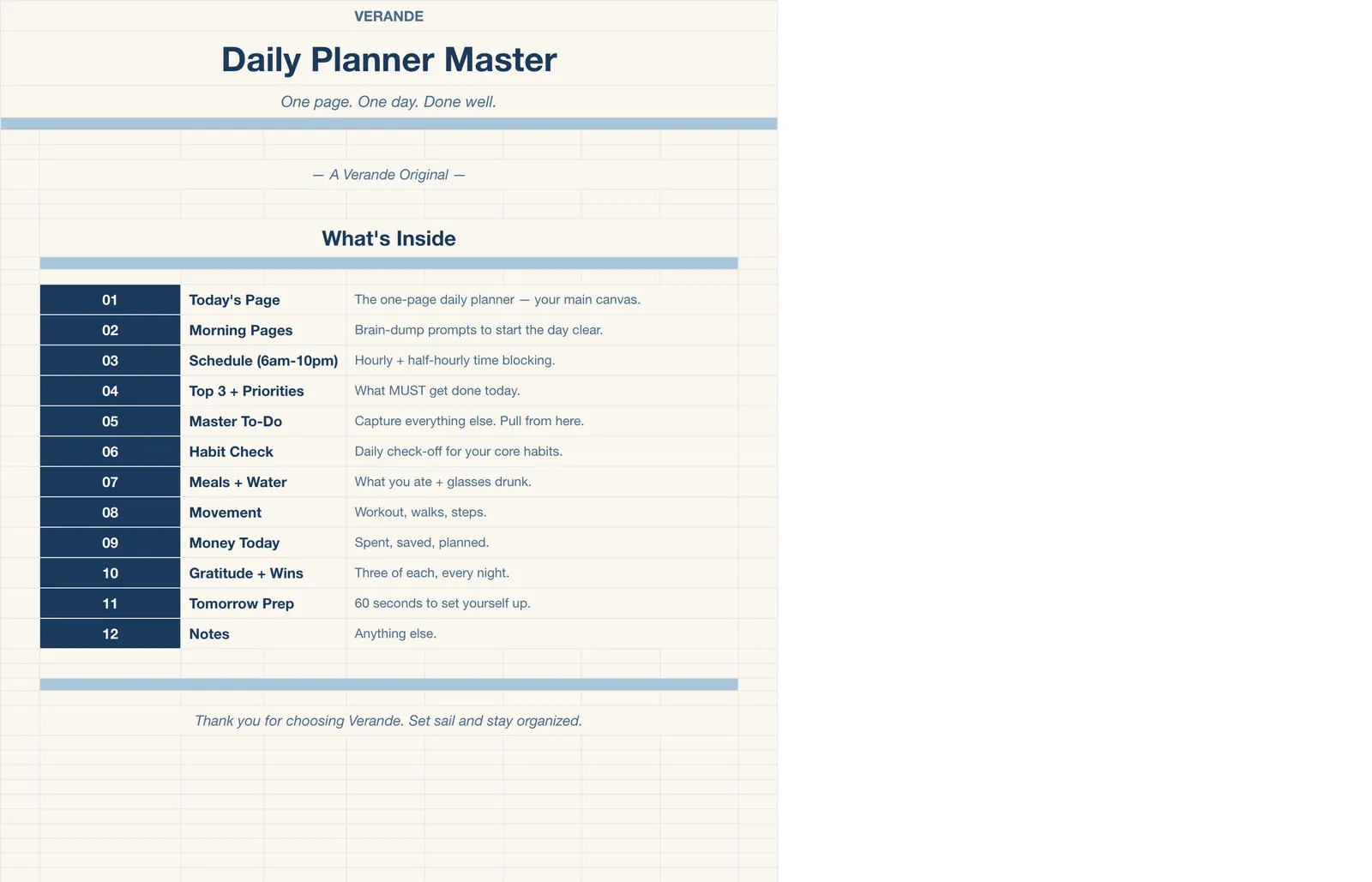 Daily Planner, Welcome