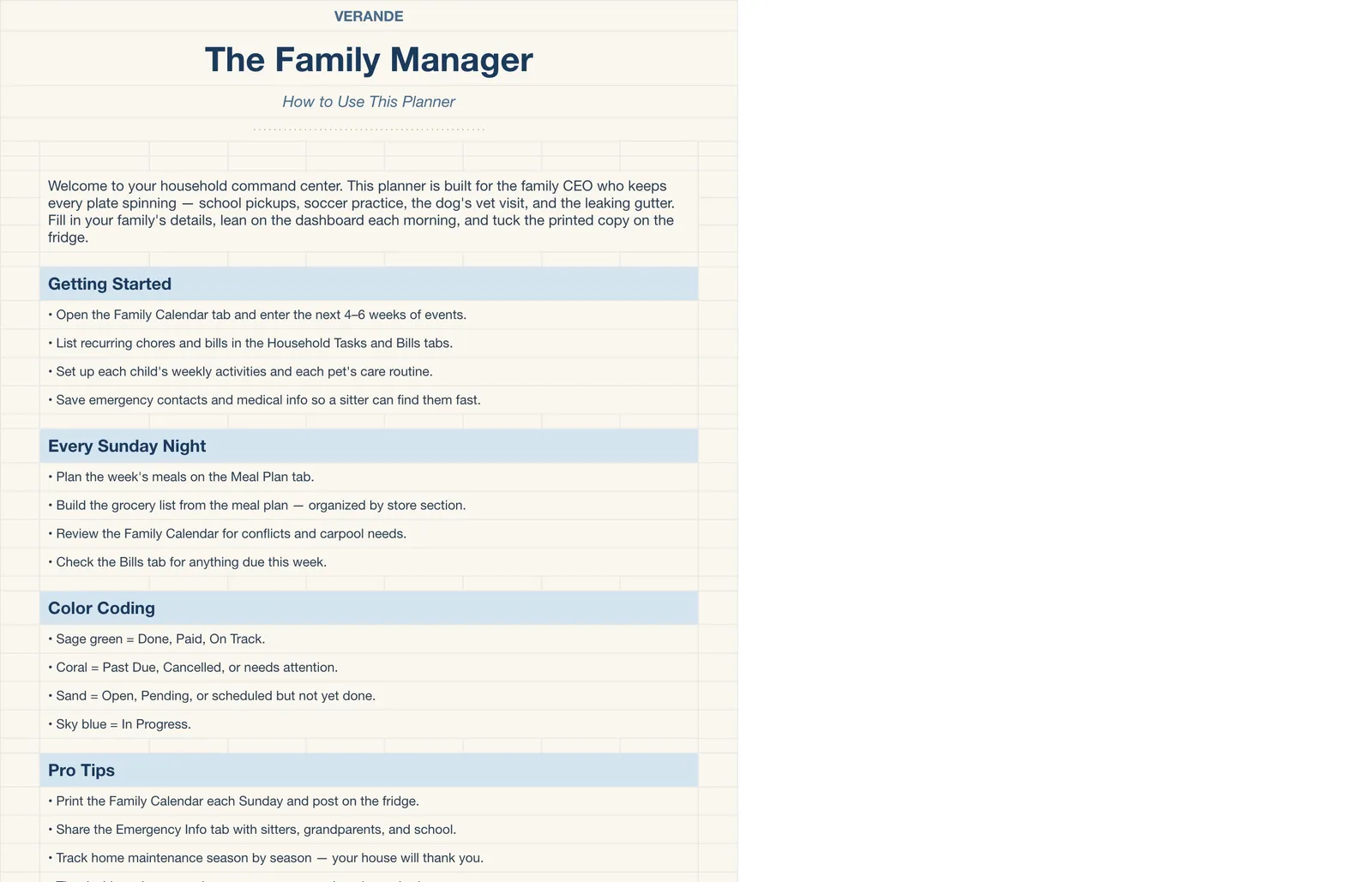 Family Manager Household Operations, How To Use