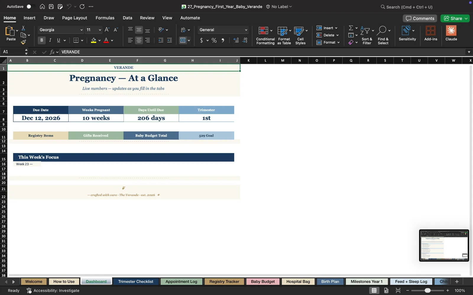 First Year Parent, Dashboard