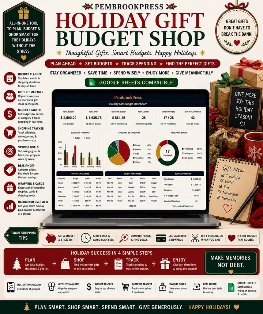 Holiday Gift Budget Shopping Planner