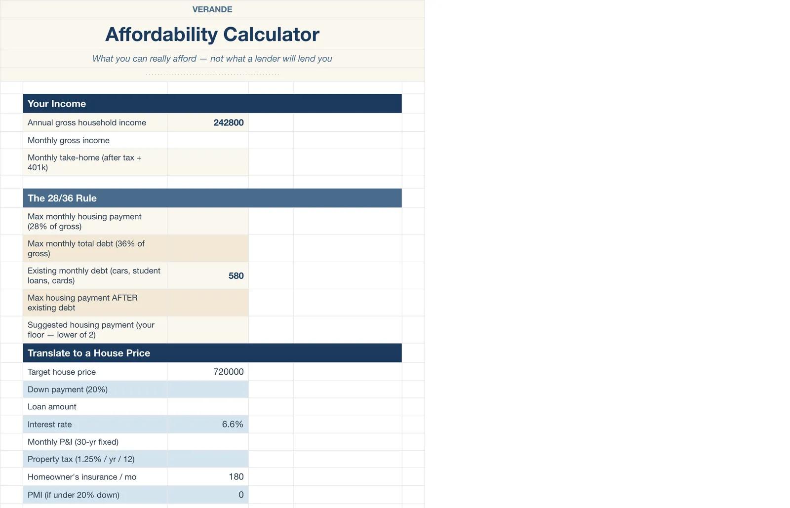 Home Buying Journey, Affordability Calculator
