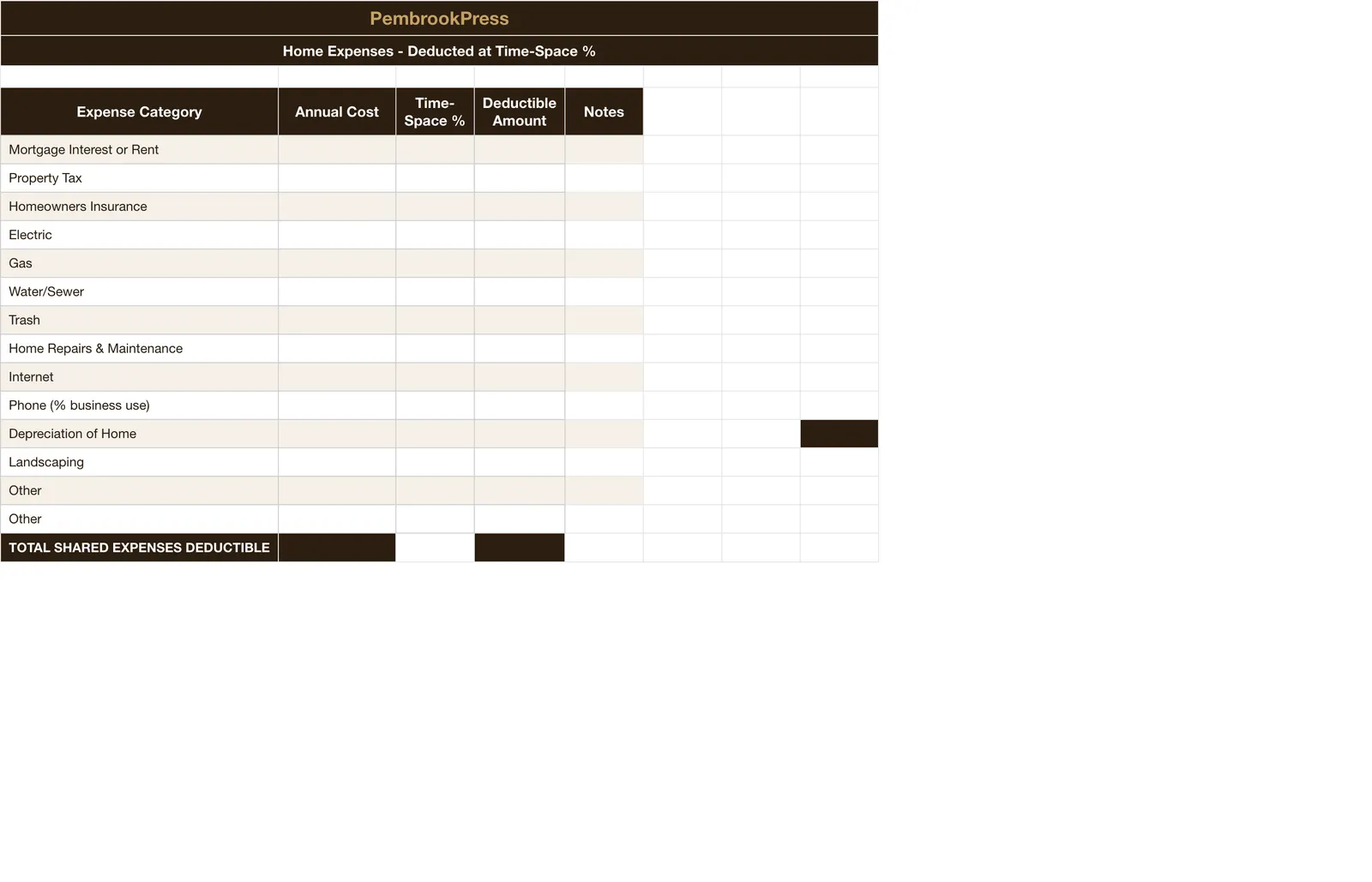 Home Daycare Tax Expense Tracker, Shared Home Expenses