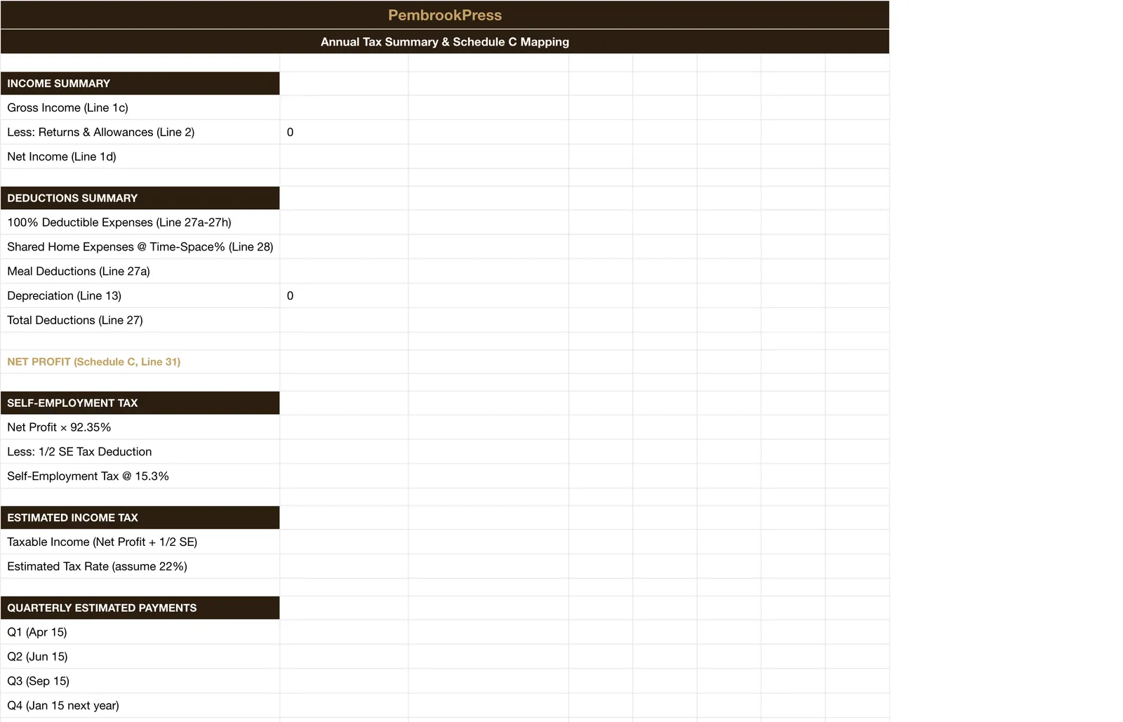 Home Daycare Tax Expense Tracker, Tax Summary & Schedule C