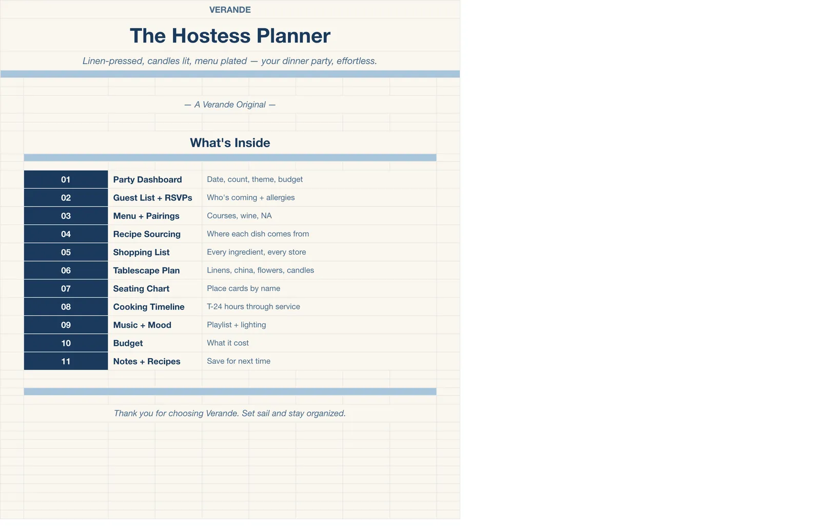 Hostess Dinner Party Planner, Welcome