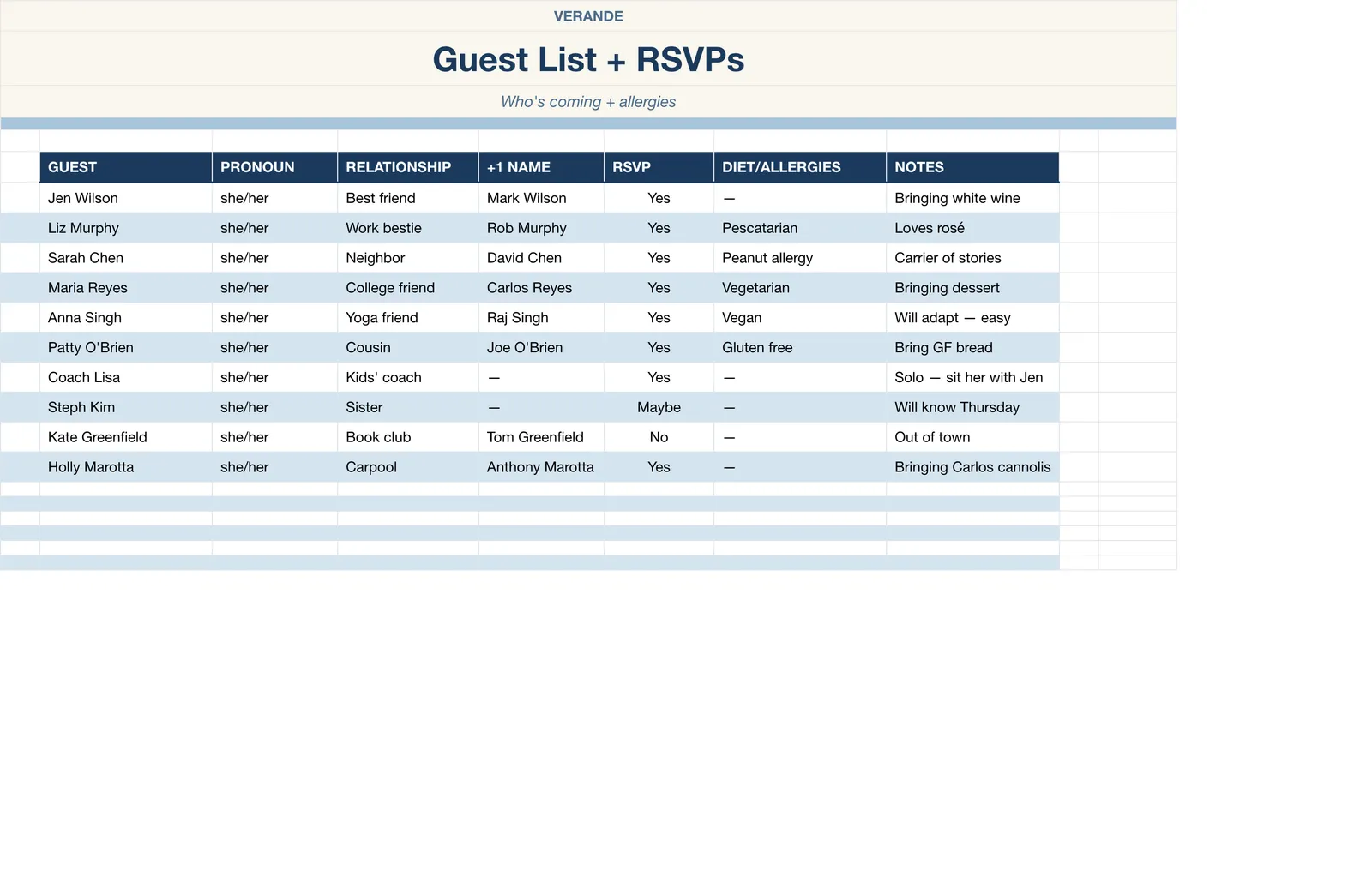Hostess Dinner Party Planner, Guest List & Rsvps