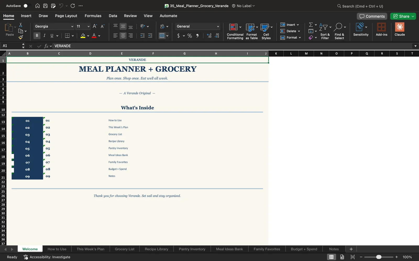 Meal Plan, Welcome