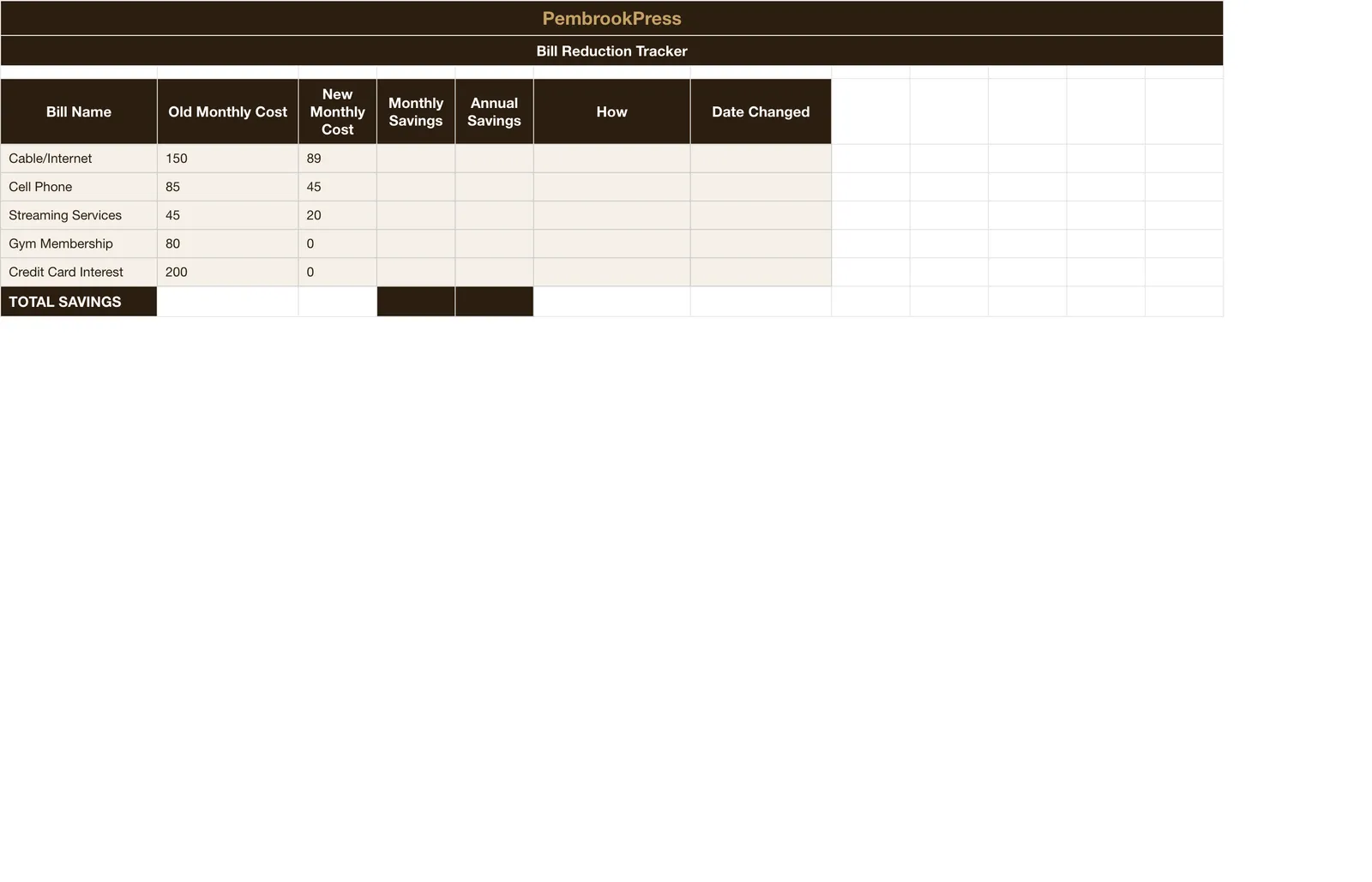 Monthly Bill Organizer Payment Tracker, Bill Reduction Tracker