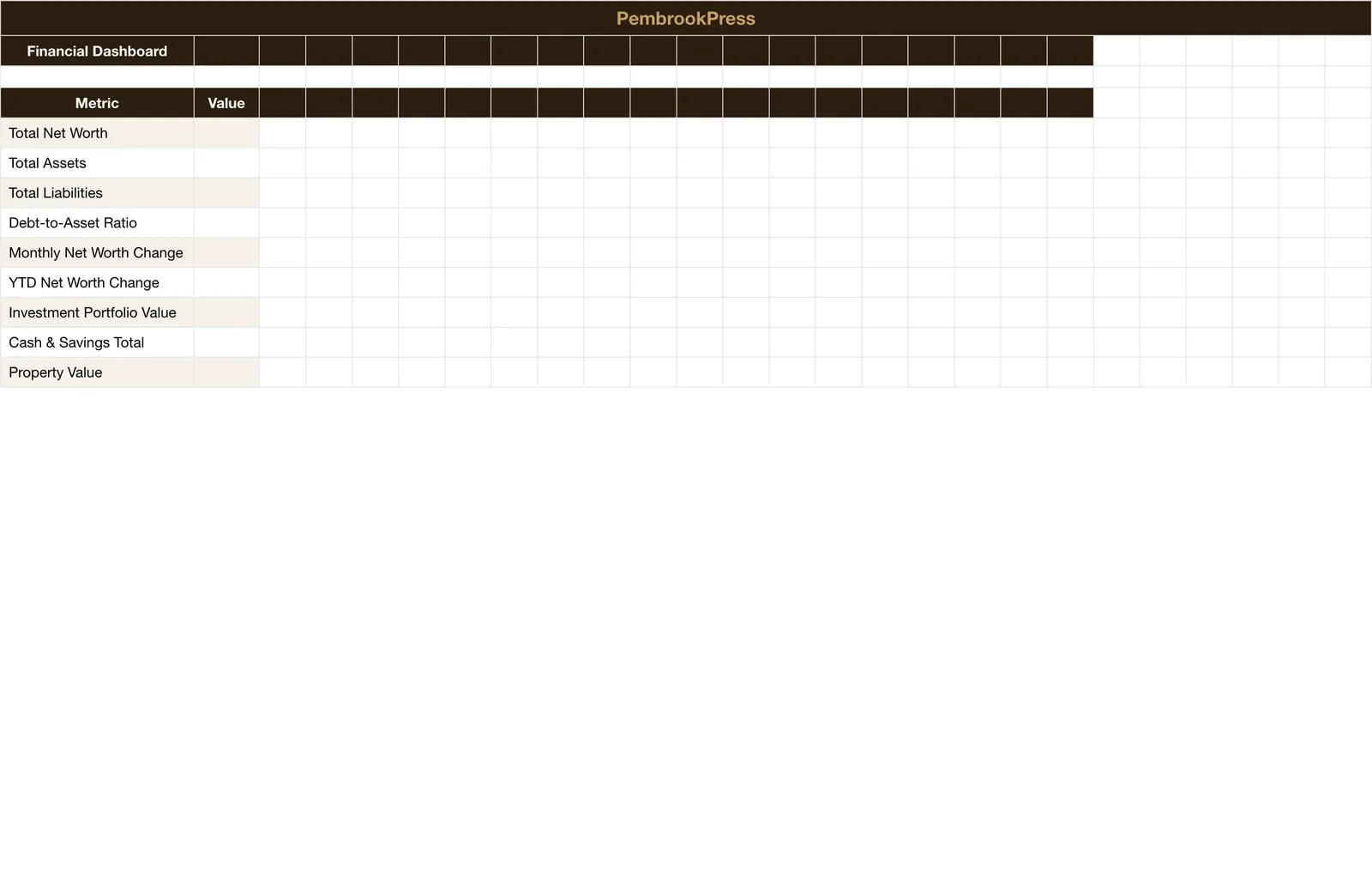 Net Worth Investment Portfolio Tracker, Dashboard