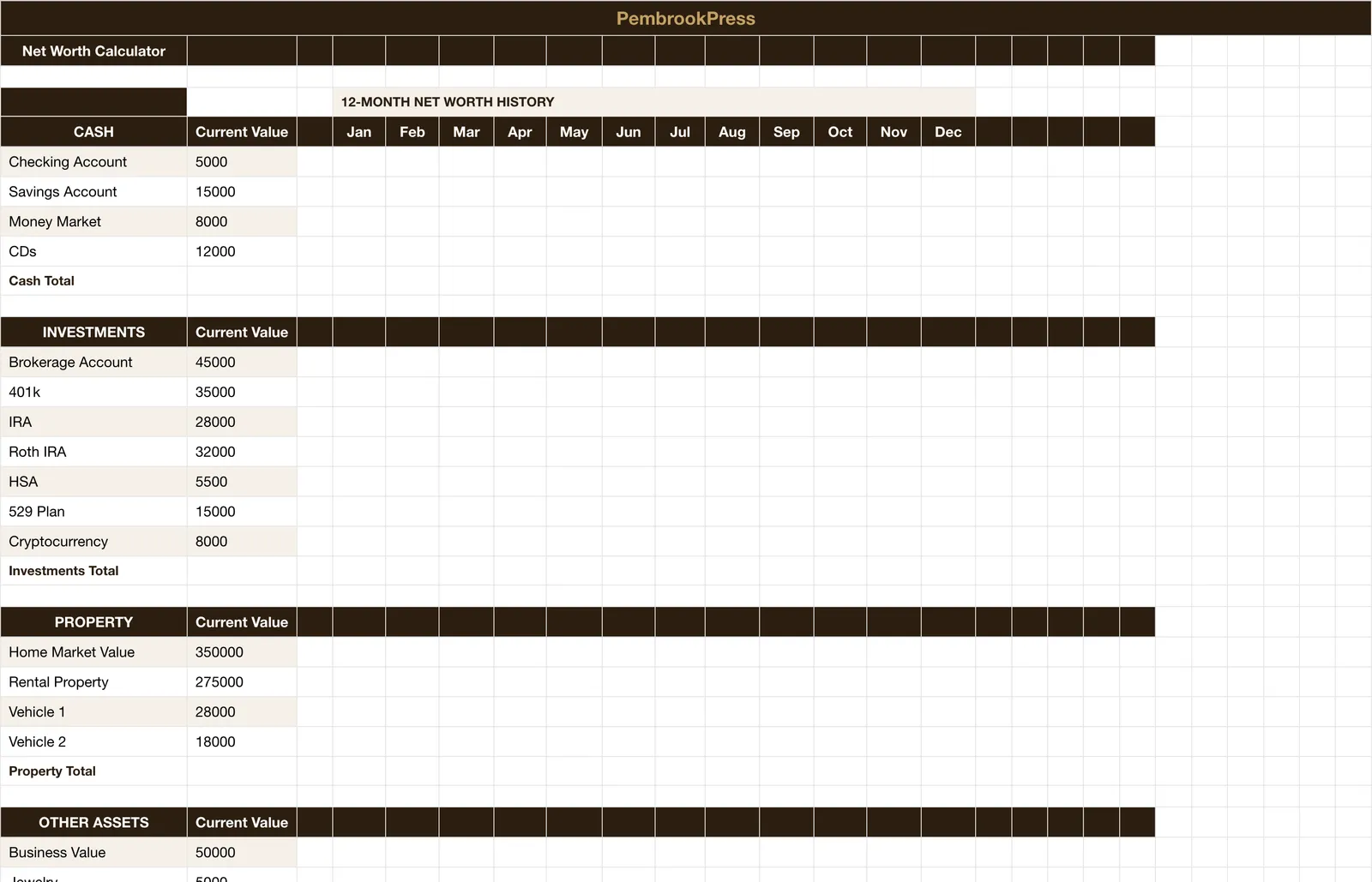 Net Worth Investment Portfolio Tracker, Net Worth Calculator