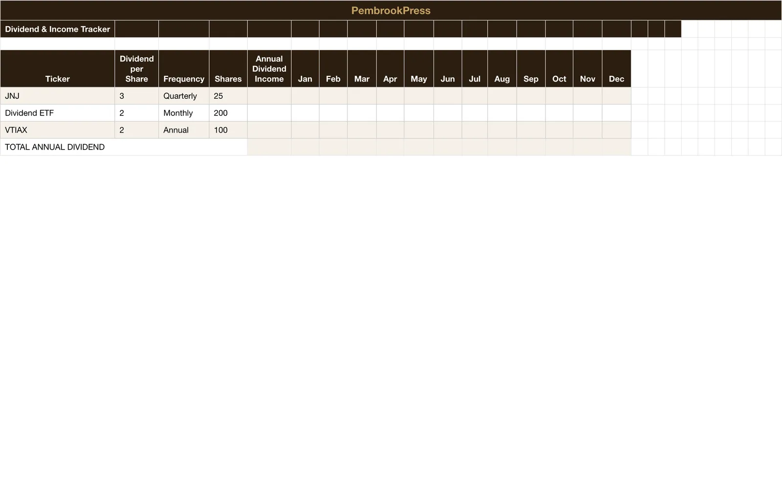Net Worth Investment Portfolio Tracker, Dividend & Income Tracker