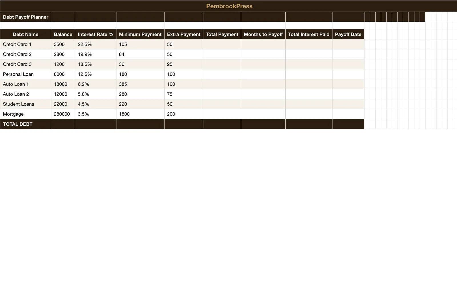 Net Worth Investment Portfolio Tracker, Debt Payoff Planner