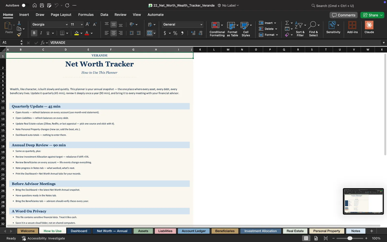 Net Worth Tracker, How to Use