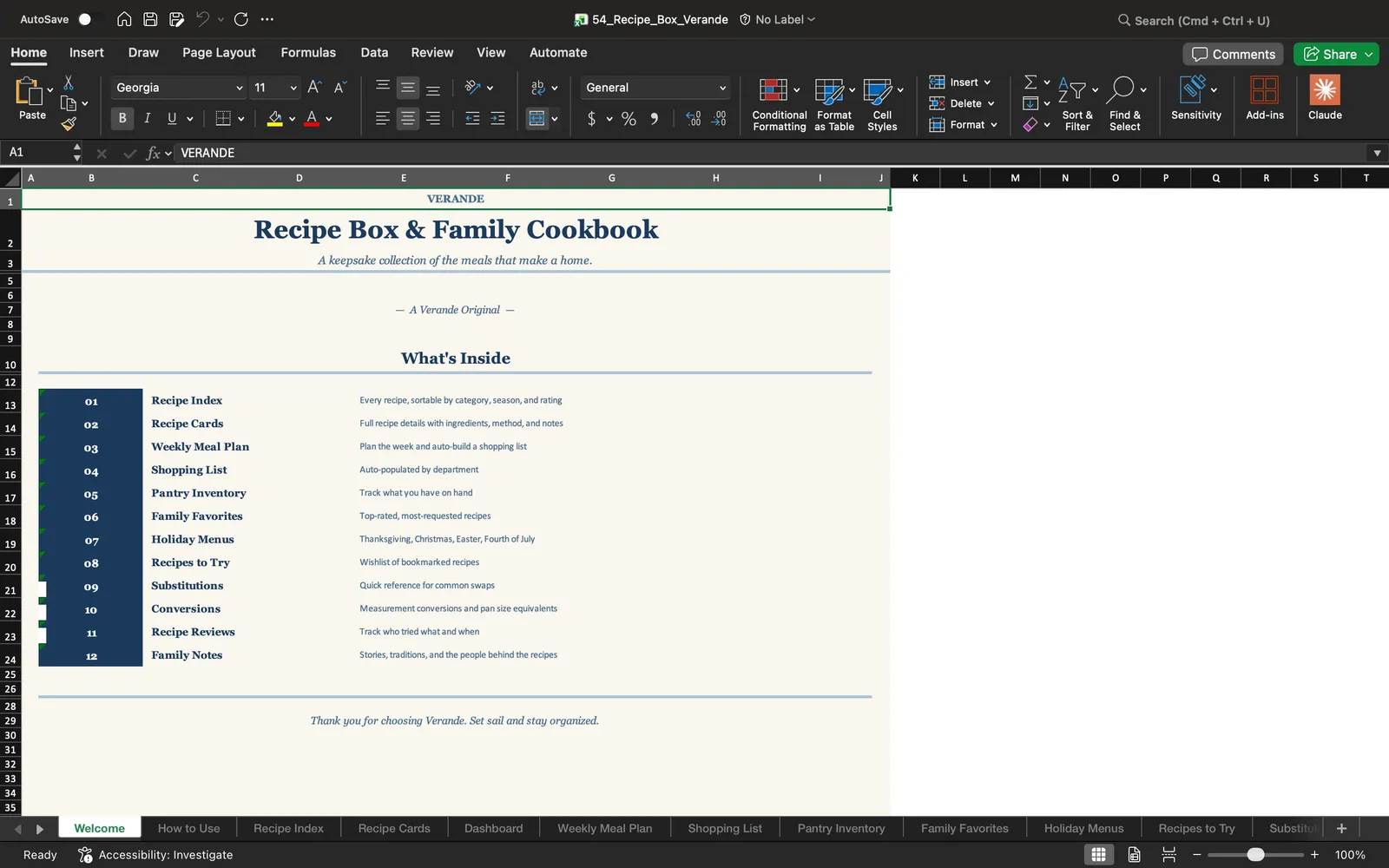 Recipe Box, Welcome