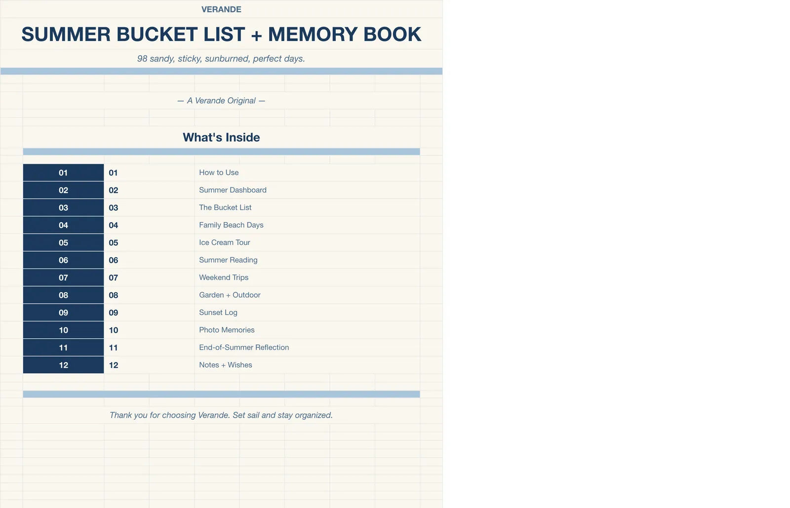 Summer Bucket List Memory Book, Welcome
