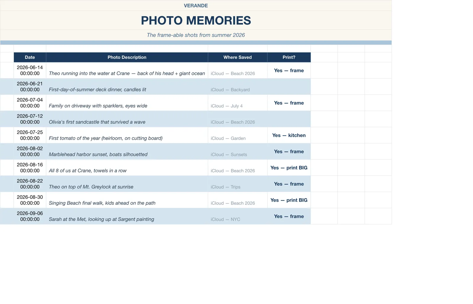 Summer Bucket List Memory Book, Photo Memories