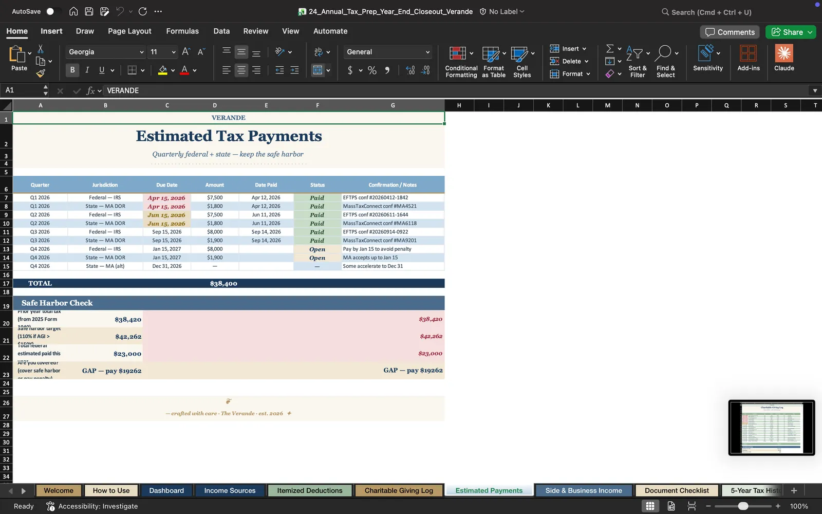 Tax Planning, Estimated Payments