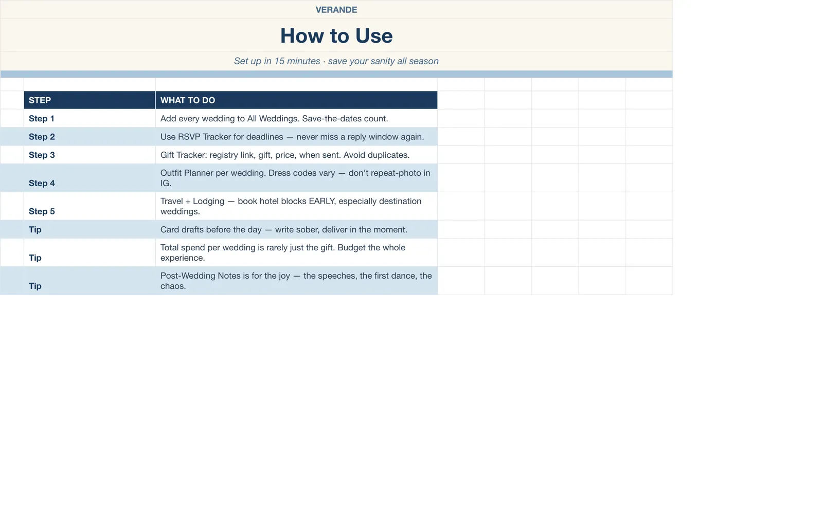 Wedding Guest Planner, How To Use