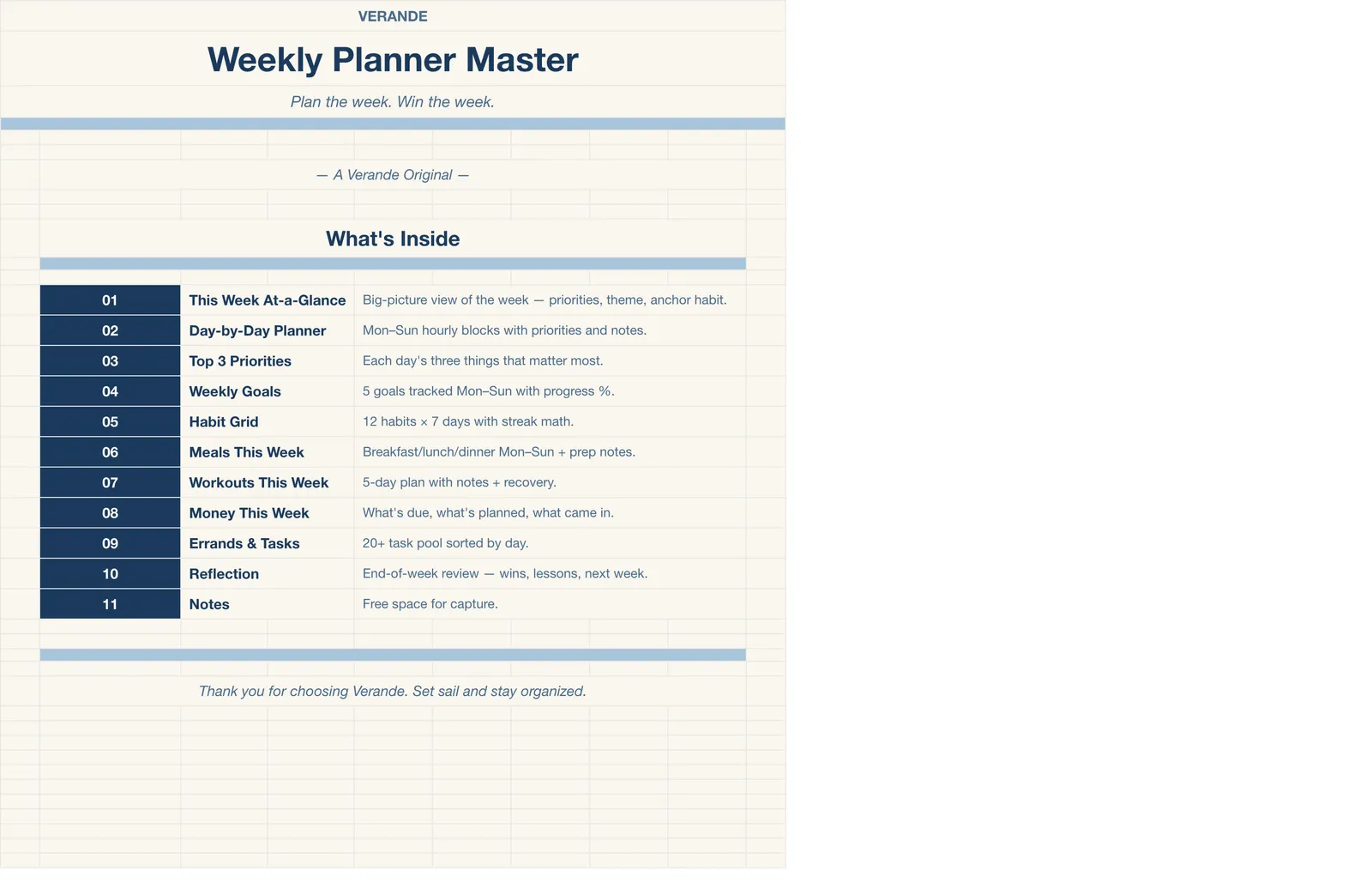 Weekly Planner, Welcome