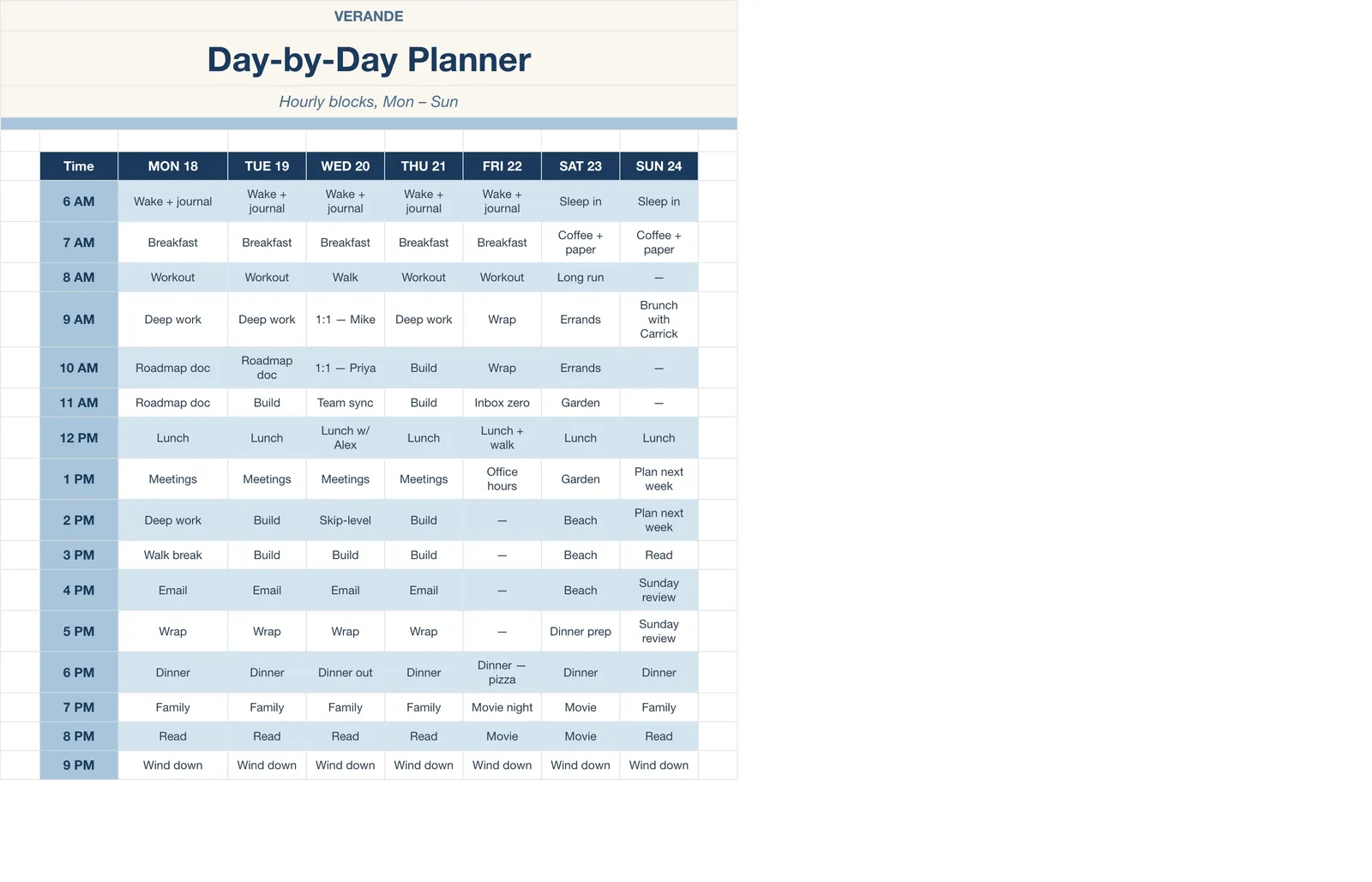 Weekly Planner, Day-By-Day Planner