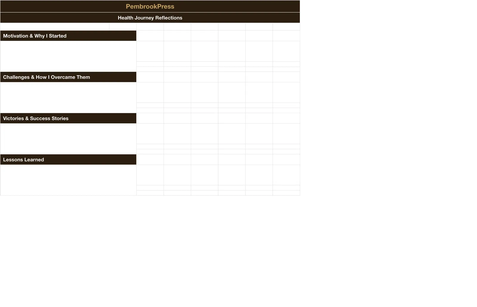 Weight Loss Fitness Goal Tracker, Personal Notes & Reflections