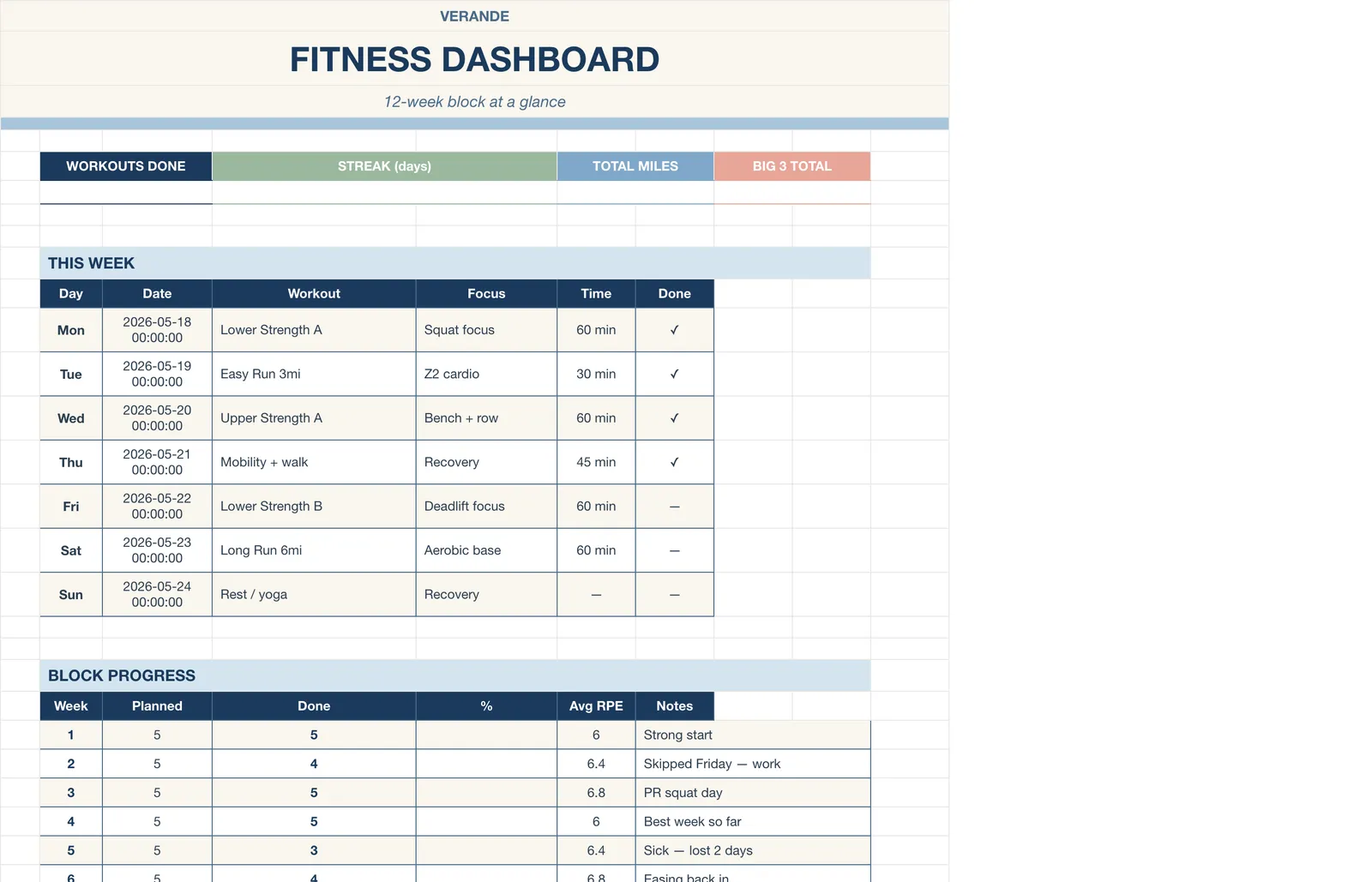 Workout Fitness Tracker, Fitness Dashboard