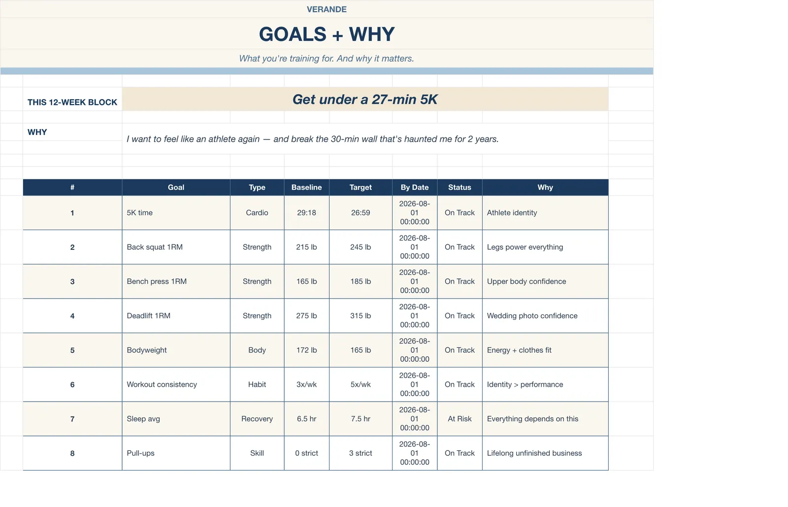 Workout Fitness Tracker, Goals & Why
