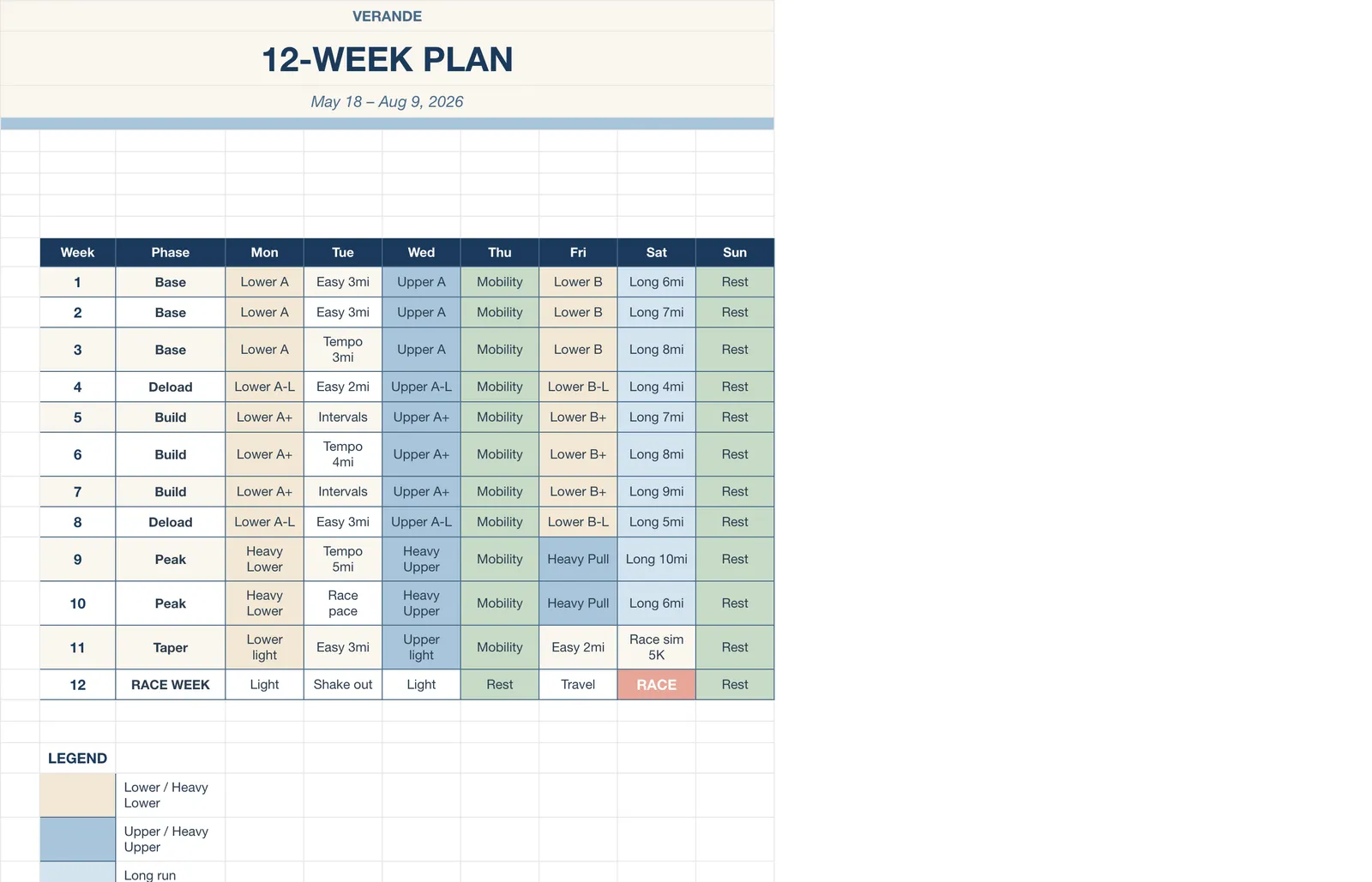 Workout Fitness Tracker, 12-Week Plan