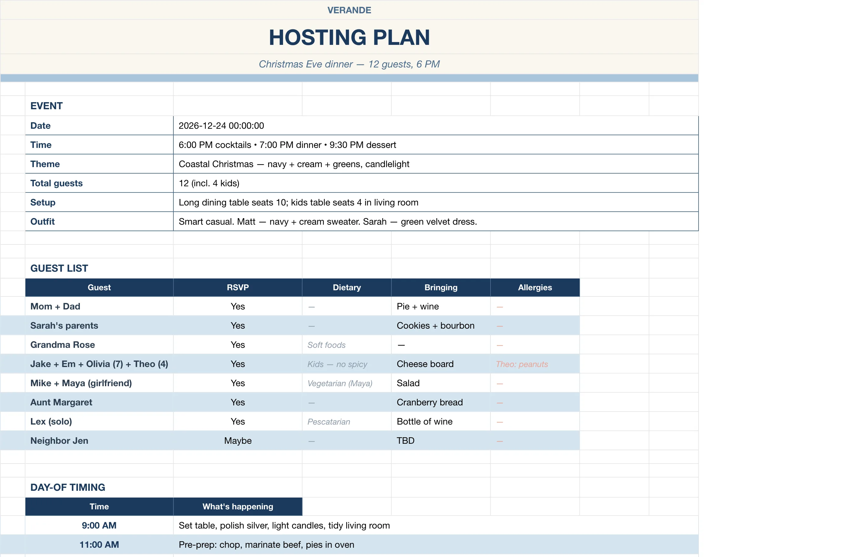Christmas Holiday Planner — Hosting Plan