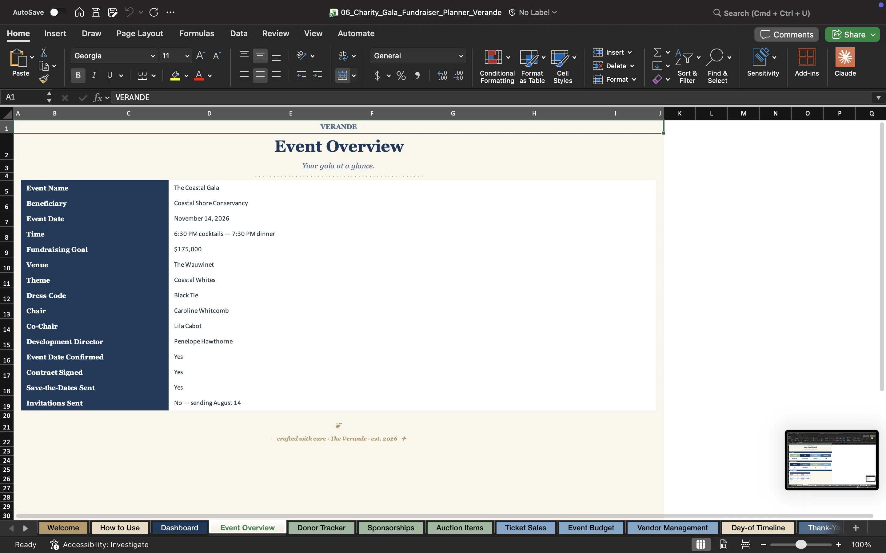 Nonprofit Budget Spreadsheet, Grant & Donation Tracker — Corporate Sponsorship & Tier Pledges