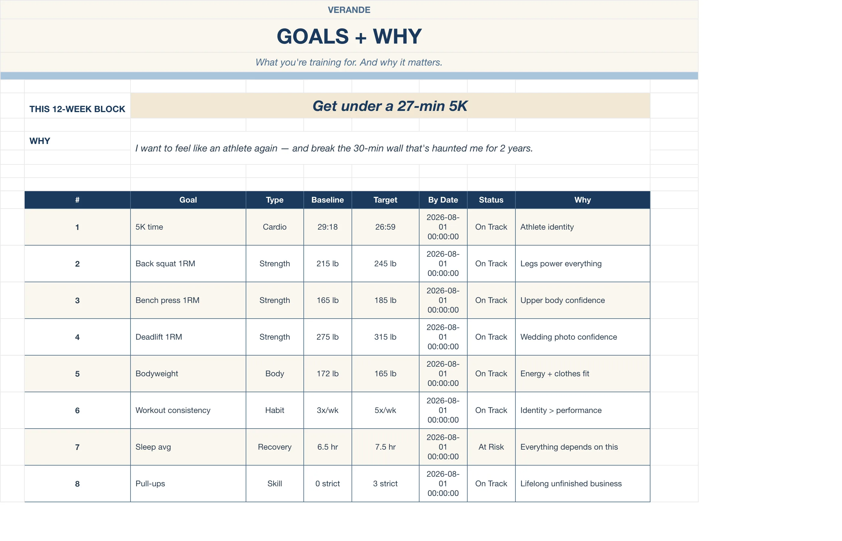 Workout Fitness Tracker — Goals & Why